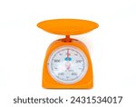 Small photo of Orange scale, white number dial, red scale needle. small scale Orange scales on a white background.