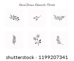 vector set of floral hand drawn ... | Shutterstock .eps vector #1199207341