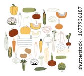 vegetables. set of vector hand... | Shutterstock .eps vector #1677936187