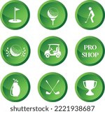 green golf icons with golf...