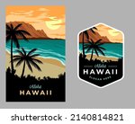 vintage surf aloha hawaii badge ... | Shutterstock .eps vector #2140814821