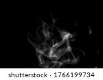 White smoke steam with swirl wave shape on isolated solid black wallpaper backgrounds use as a overlay effect for food vapor and dry ice 