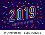 2019  happy new year. greeting... | Shutterstock .eps vector #1183808281