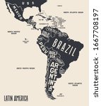 Map Latin America. Poster Map...