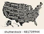 Poster Map Of United States Of...