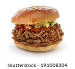 pulled pork sandwich isolated on white background