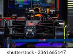 Small photo of Marina Bay Street Circuit, Singapore, Singapore, 14.September.2023; Red Bull F1 car in the pit lane garage during Formula One Singapore Grand Prix