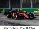 Small photo of Marina Bay Street Circuit, Singapore, Singapore, 17.September.2023; Carlos Sainz Jr of Spain and Scuderia Ferrari during Formula One Singapore Grand Prix