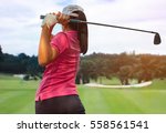 Women player golf swing shot on ...