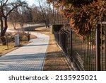 Road  Path With Fence In Autumn ...