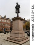 Small photo of Middlesbrough, UK. October 27th 2023. Statue of Henry Bolckow, industrialist , MP and the town's first mayor, on Exchange Square in the town.