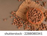 Close up of Black chana(chickpea, garbanzo bean) on wooden background.