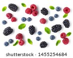 fresh berries pattern isolated on white background, top view