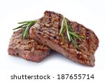 grilled beef steak isolated on a white background