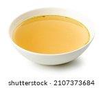 Bowl Of Chicken Broth Isolated...