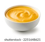 bowl of vegetable puree isolated on white background