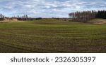 Finnish countryside landscape panorama in spring. Asikkala, Finland.