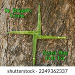 Small photo of A traditional St. Brigid's cross made from green rushes, believed to ward off evil and protect your house, in Irish culture.