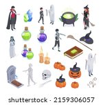 isometric spooky halloween... | Shutterstock .eps vector #2159306057