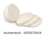 Mozzarella cheese sliced isolated on white background with clipping path and full depth of field