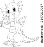 dragon coloring page for kids | Shutterstock .eps vector #2147210087