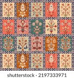 repeat multi colored decorated hand drawn rendered traced embraided ornamental all over base background pattern geometrical texture border ethnic tribal creative design