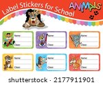 Set Of Six School Labels With...