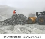 Small photo of Rock, Quarry, Machinery, Geology, Landscape, Open pit mining, Mineral talcum, Mountain, Working, Excavation, men working