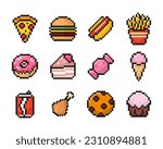 fast food pixel art set of...