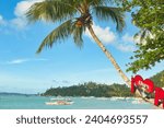 Small photo of Port Barton, Palawan Philippines - December 23 2023 - Beautiful coastline and turquoise water at the Port Barton Beach in San Vicente, Palawanin the White Beach near Port Barton