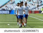 Small photo of SYDNEY, AUSTRALIA - NOVEMBER 20: Seb Quirk of Everton warms up before the match between Everton and Celtic at Accor Stadium on November 20, 2022 in Sydney, Australia