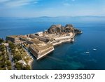 Small photo of The old Venetian fortress of Corfu town, Corfu, Greece. The Old Fortress of Corfu is a Venetian fortress in the city of Corfu. Venetian Old Fortress (Palaio Frourio), Ionian Islands, Greece