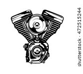 Motorcycle Engine In Monochrome ...