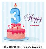 birthday cake with a candle... | Shutterstock .eps vector #1190112814