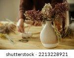 Dried Hydrangea Flowers In Vase ...