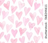 watercolor hearts seamless... | Shutterstock .eps vector #568244611