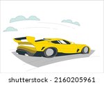 speeding race car with abstract.... | Shutterstock .eps vector #2160205961