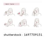 beauty girl take care of her... | Shutterstock .eps vector #1697709151