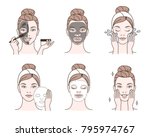 beauty fashion girl apply... | Shutterstock .eps vector #795974767