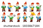 set of cute garden gnomes.... | Shutterstock .eps vector #1833867184