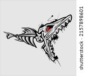 fish skull bone angry art black ... | Shutterstock .eps vector #2157898601