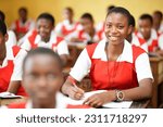 Small photo of Onitsha, Anambra State, Nigeria - June 2, 2023: Young female students in the classroom