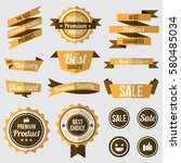 set of yellow badges   labels... | Shutterstock .eps vector #580485034