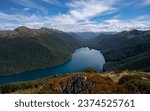 Small photo of Beautiful View Of New Zealand Mountains Lake Christabel Clouds