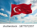 Large Turkish Flag Waving In...