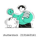 business male dropping coins... | Shutterstock .eps vector #2131663161