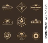 bakery shop logos templates set.... | Shutterstock .eps vector #618714614