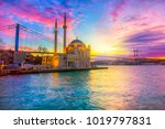 Ortakoy Istanbul landscape beautiful sunrise with clouds Ortakoy Mosque and Bosphorus Bridge, Istanbul Turkey. Best touristic destination of Istanbul.