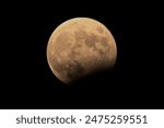 Brown lunar eclipse black sky...