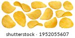Ridged potato chips isolated on white background with clipping path, collection